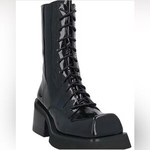 Jeffrey Campbell Academix Black Patent Leather Combat Boots Women Size 8